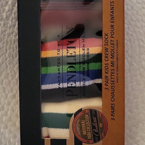 Pendleton Large Kids Striped 3 Pair Crew Socks National Park Collection - Picture 5 of 10